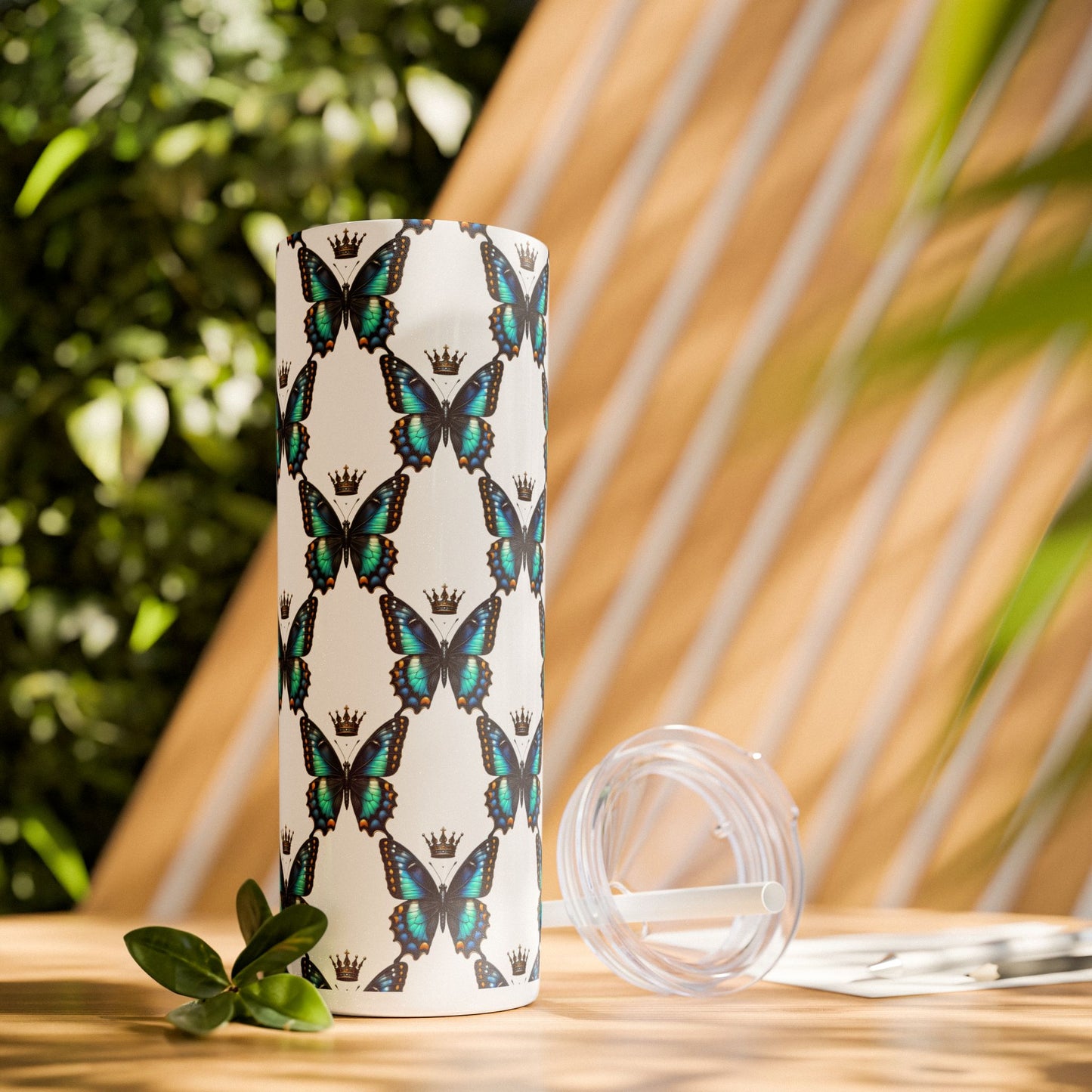 Royal Butterfly Sips Skinny Tumbler with Straw