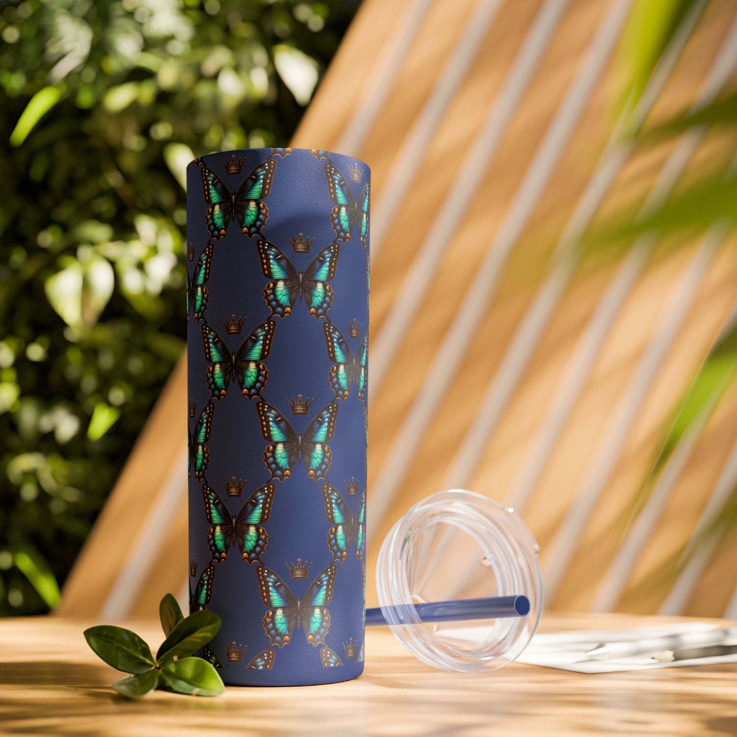 Royal Butterfly Sips Skinny Tumbler with Straw