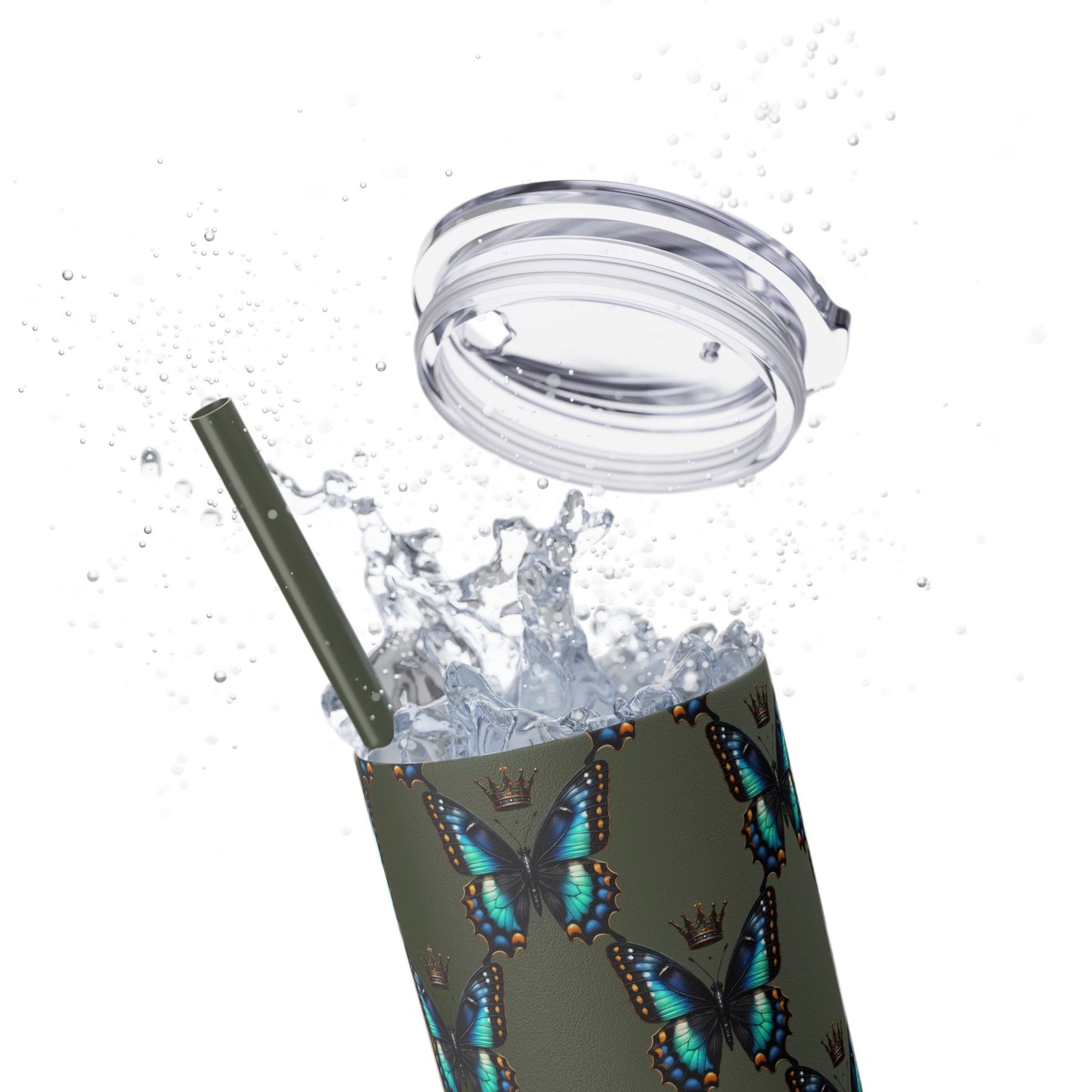 Royal Butterfly Sips Skinny Tumbler with Straw