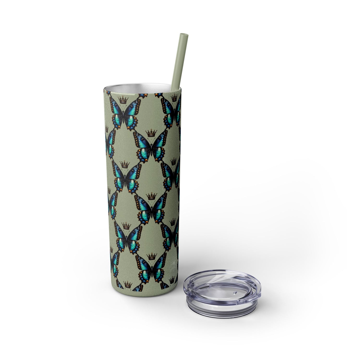 Royal Butterfly Sips Skinny Tumbler with Straw