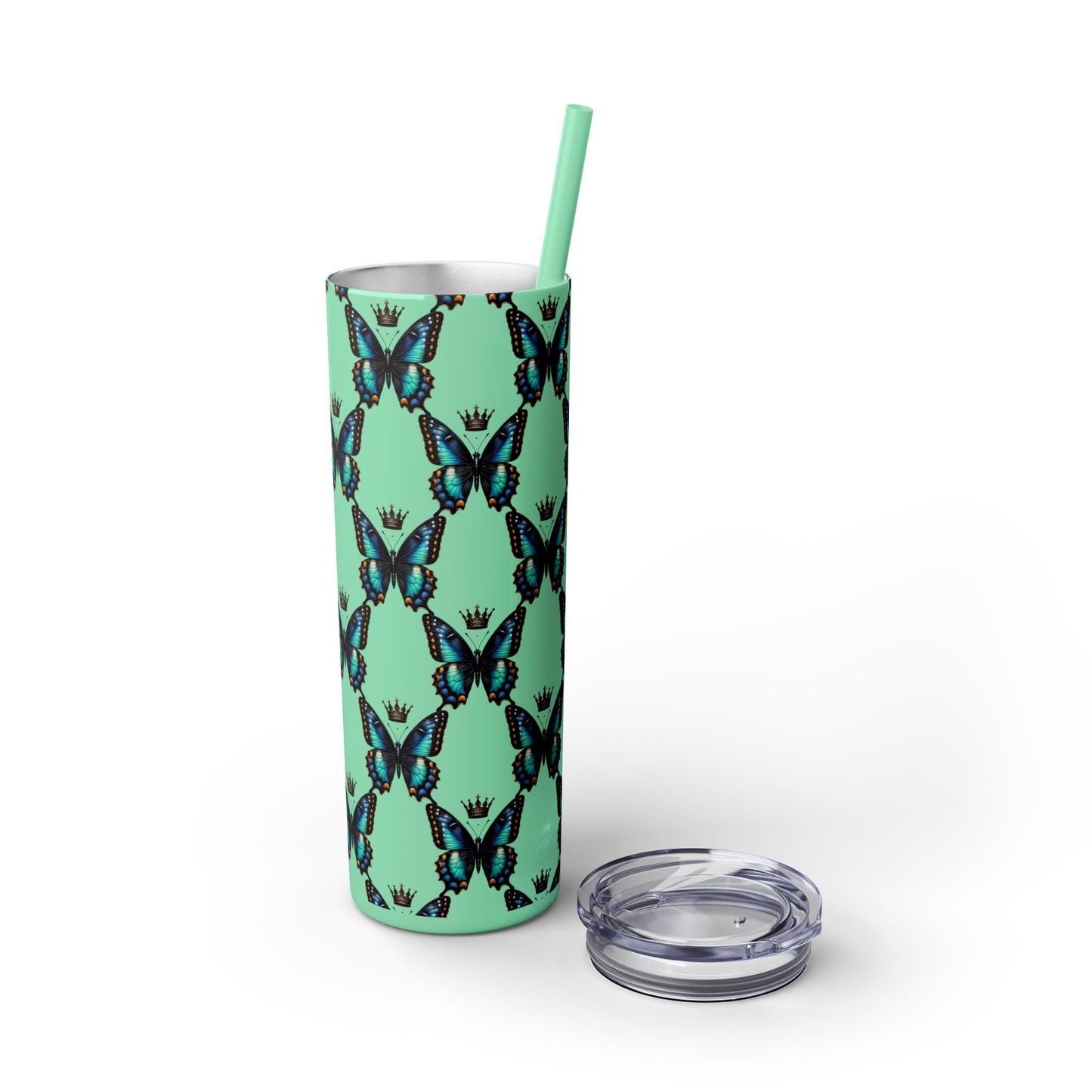 Royal Butterfly Sips Skinny Tumbler with Straw