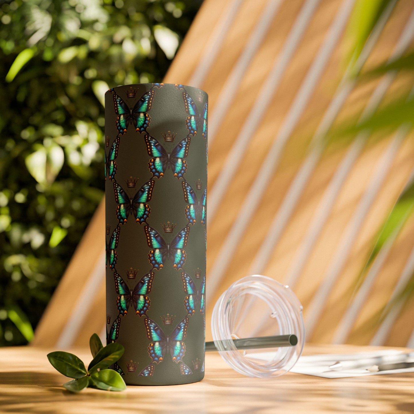 Royal Butterfly Sips Skinny Tumbler with Straw