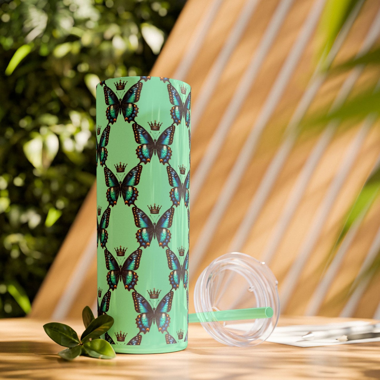 Royal Butterfly Sips Skinny Tumbler with Straw