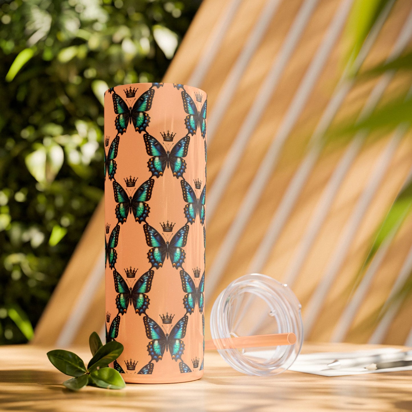Royal Butterfly Sips Skinny Tumbler with Straw