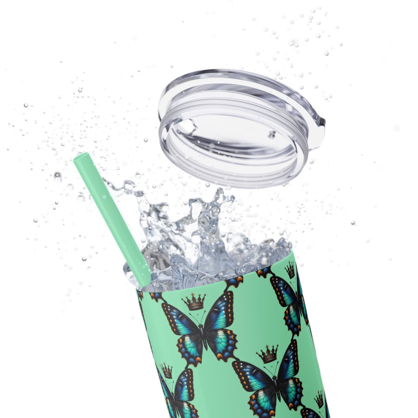 Royal Butterfly Sips Skinny Tumbler with Straw