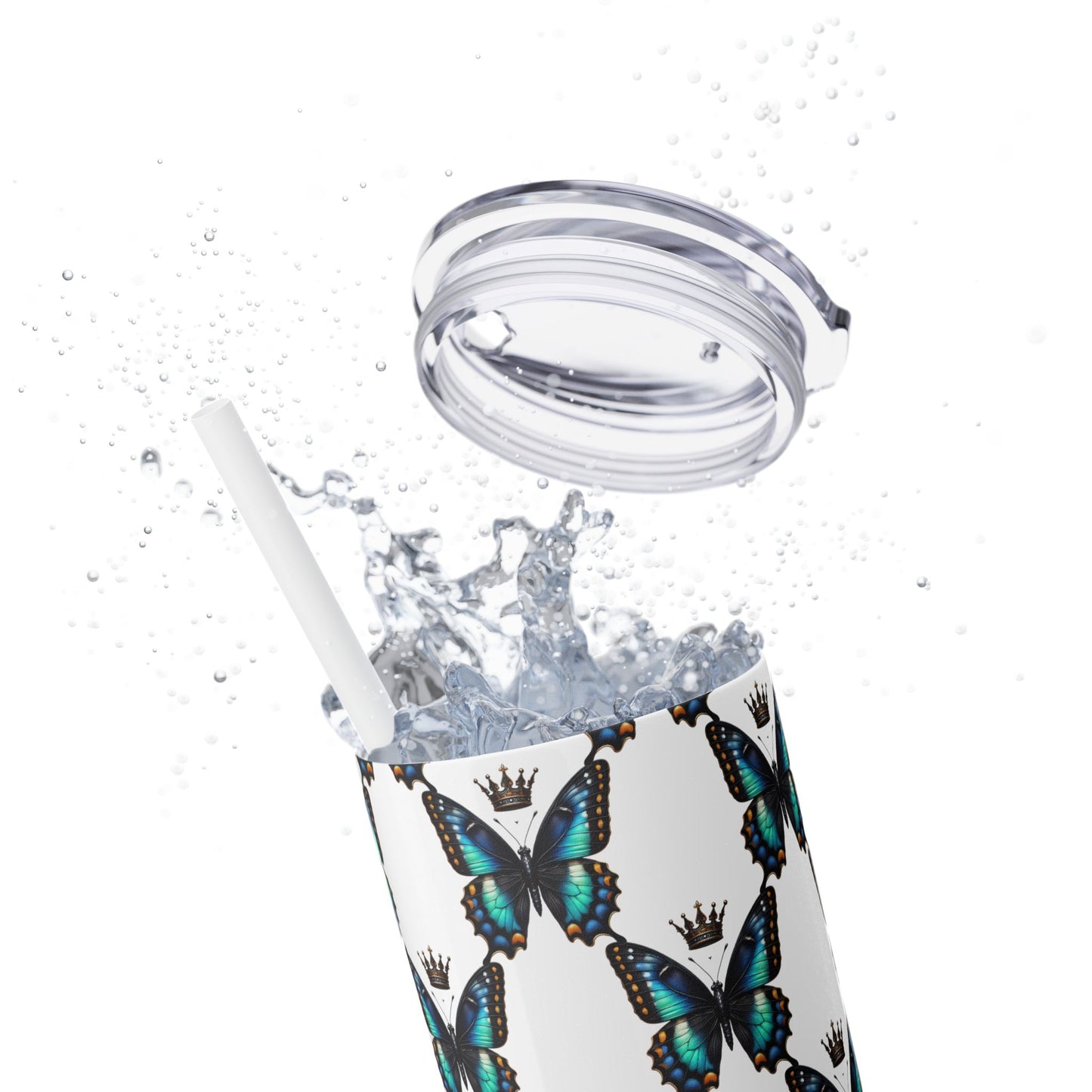 Royal Butterfly Sips Skinny Tumbler with Straw