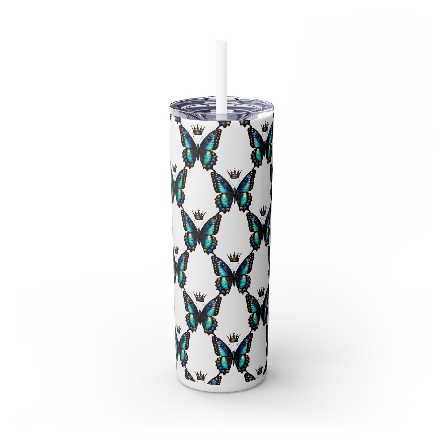 Royal Butterfly Sips Skinny Tumbler with Straw