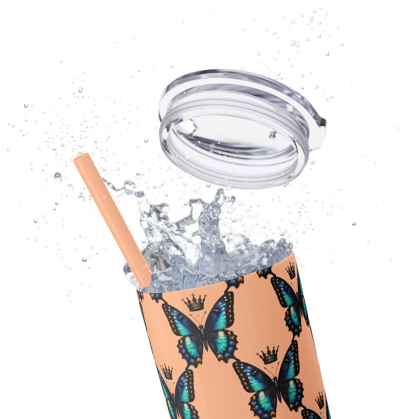 Royal Butterfly Sips Skinny Tumbler with Straw