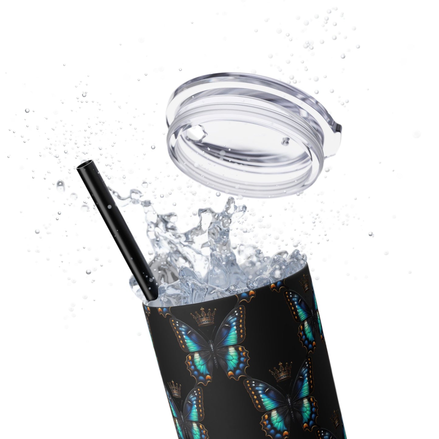 Royal Butterfly Sips Skinny Tumbler with Straw
