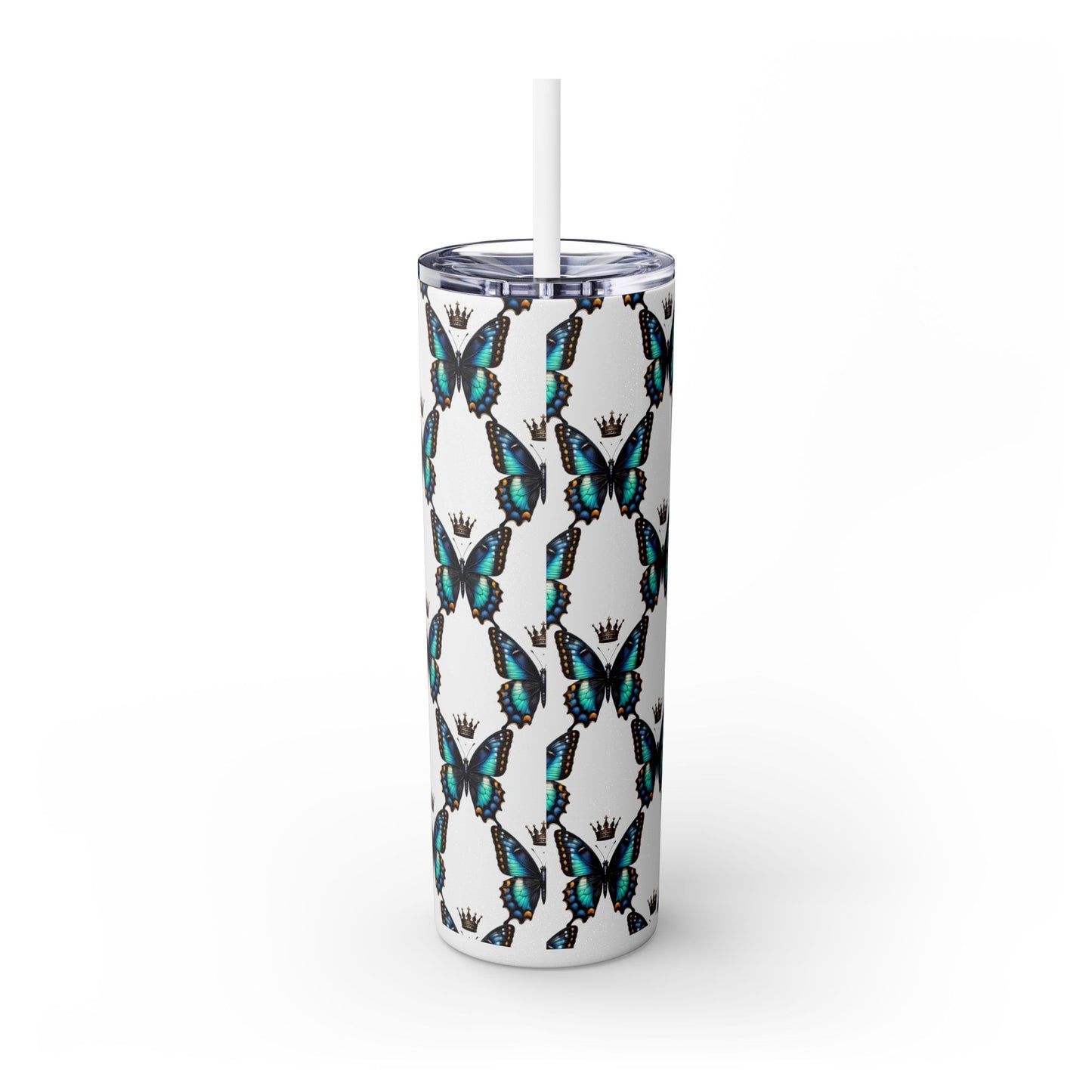 Royal Butterfly Sips Skinny Tumbler with Straw