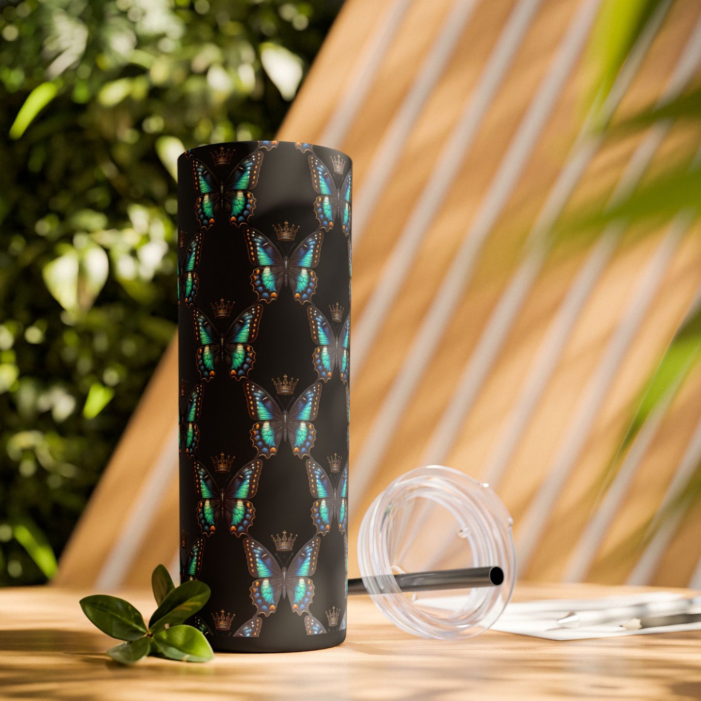 Royal Butterfly Sips Skinny Tumbler with Straw