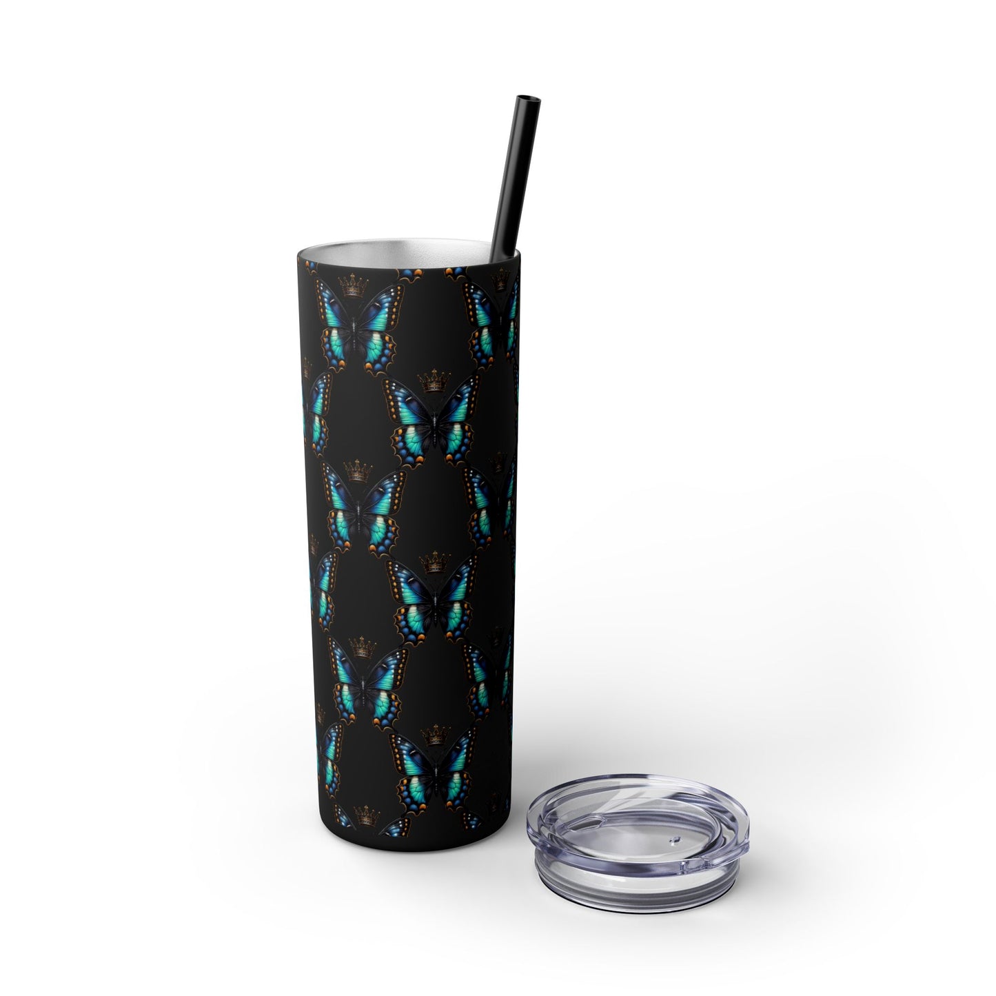 Royal Butterfly Sips Skinny Tumbler with Straw