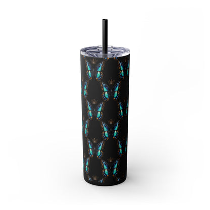 Royal Butterfly Sips Skinny Tumbler with Straw