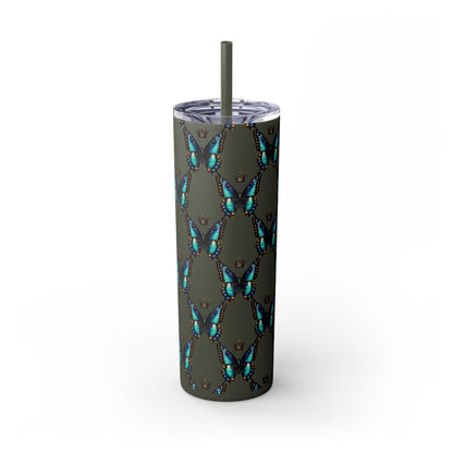 Royal Butterfly Sips Skinny Tumbler with Straw