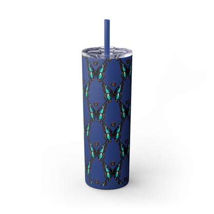 Royal Butterfly Sips Skinny Tumbler with Straw