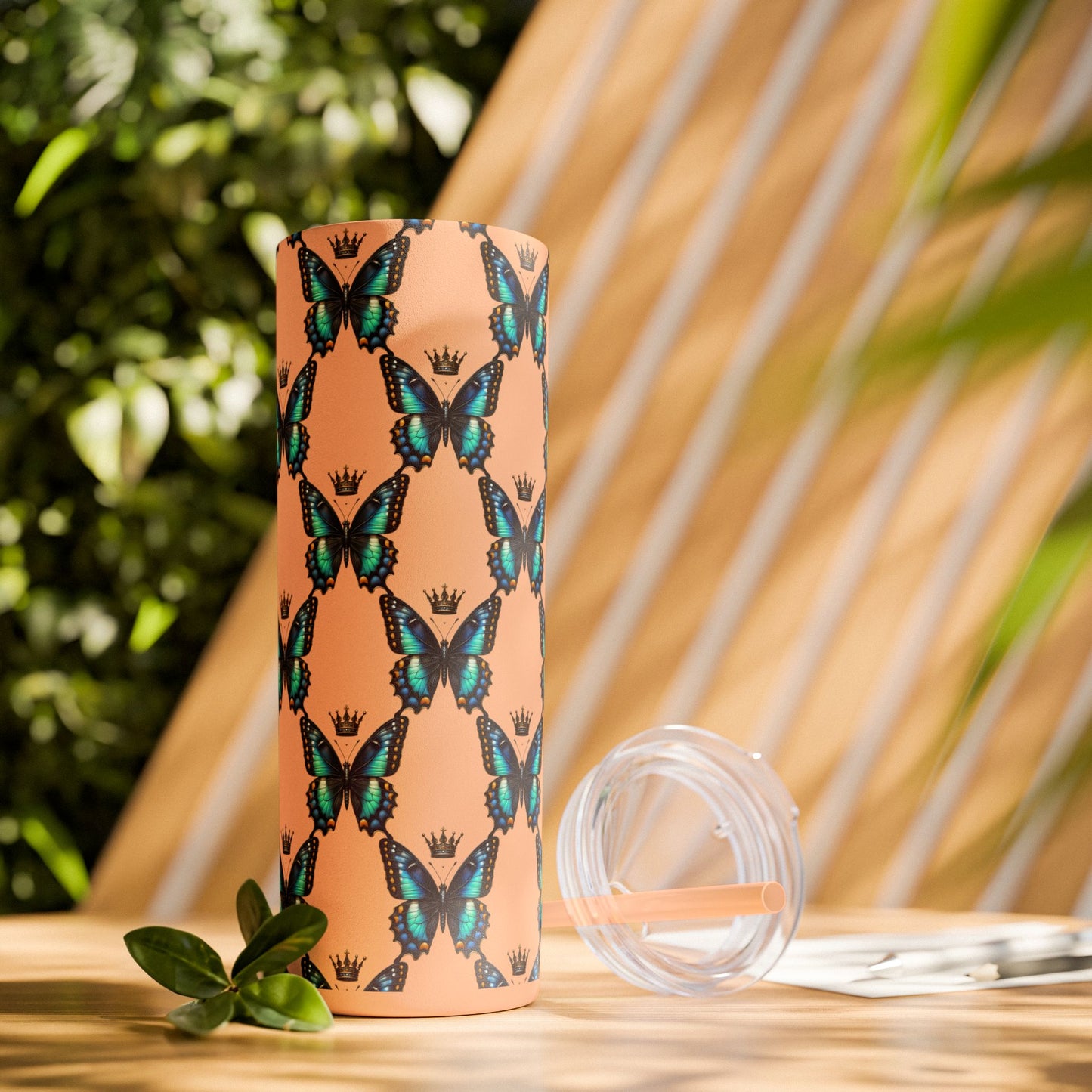 Royal Butterfly Sips Skinny Tumbler with Straw