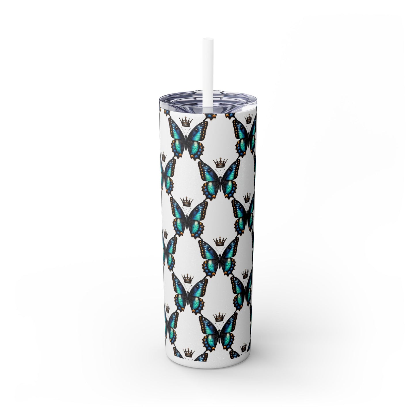 Royal Butterfly Sips Skinny Tumbler with Straw