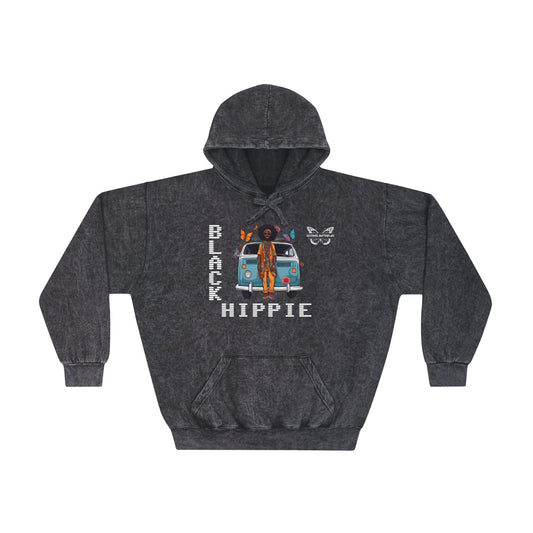 Black Hippie Mineral Wash Hoodie – Afro-Boho Vibes, Bold Expression