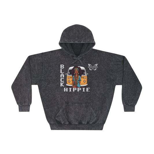 Black Hippie Mineral Wash Hoodie - Free Spirit