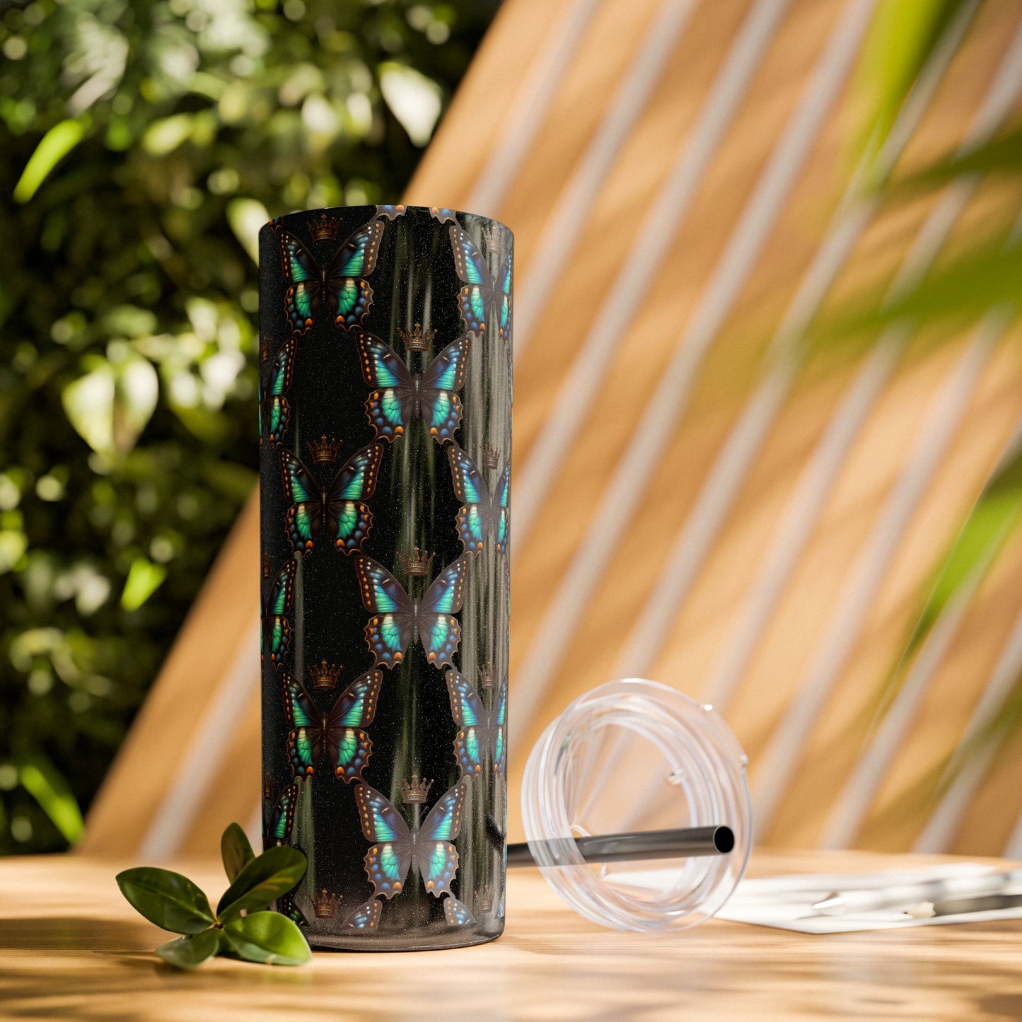 Royal Butterfly Sips Skinny Tumbler with Straw
