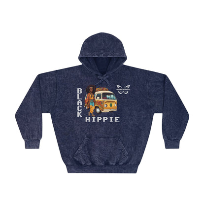 Black Hippie Mineral Wash Hoodie - Ride the Vibe