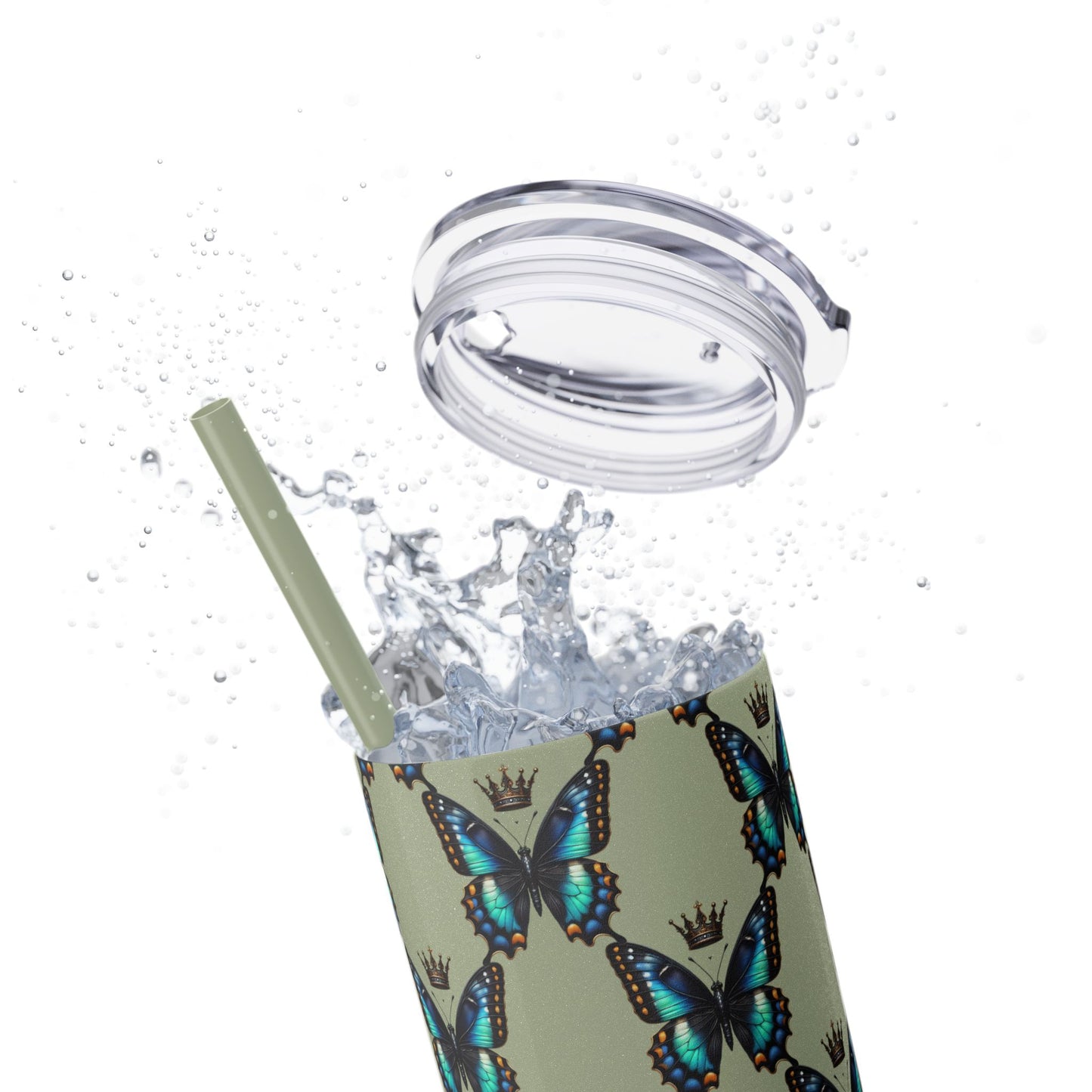 Royal Butterfly Sips Skinny Tumbler with Straw