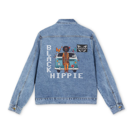 Black Hippie Denim Jacket - Afro-Boho Vibes, Bold Expression
