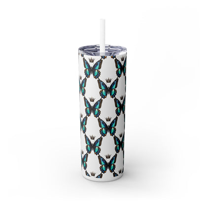 Royal Butterfly Sips Skinny Tumbler with Straw