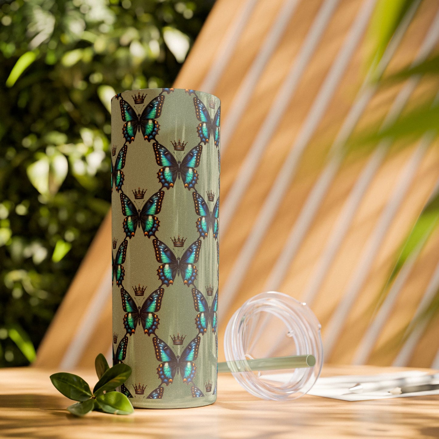 Royal Butterfly Sips Skinny Tumbler with Straw