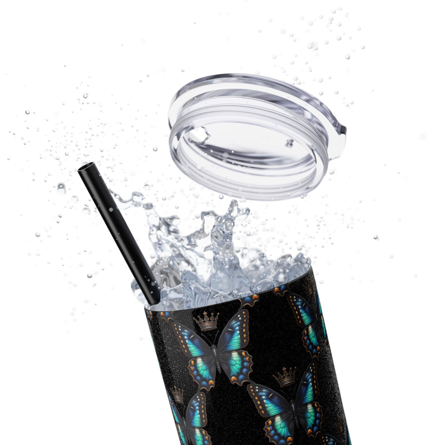 Royal Butterfly Sips Skinny Tumbler with Straw