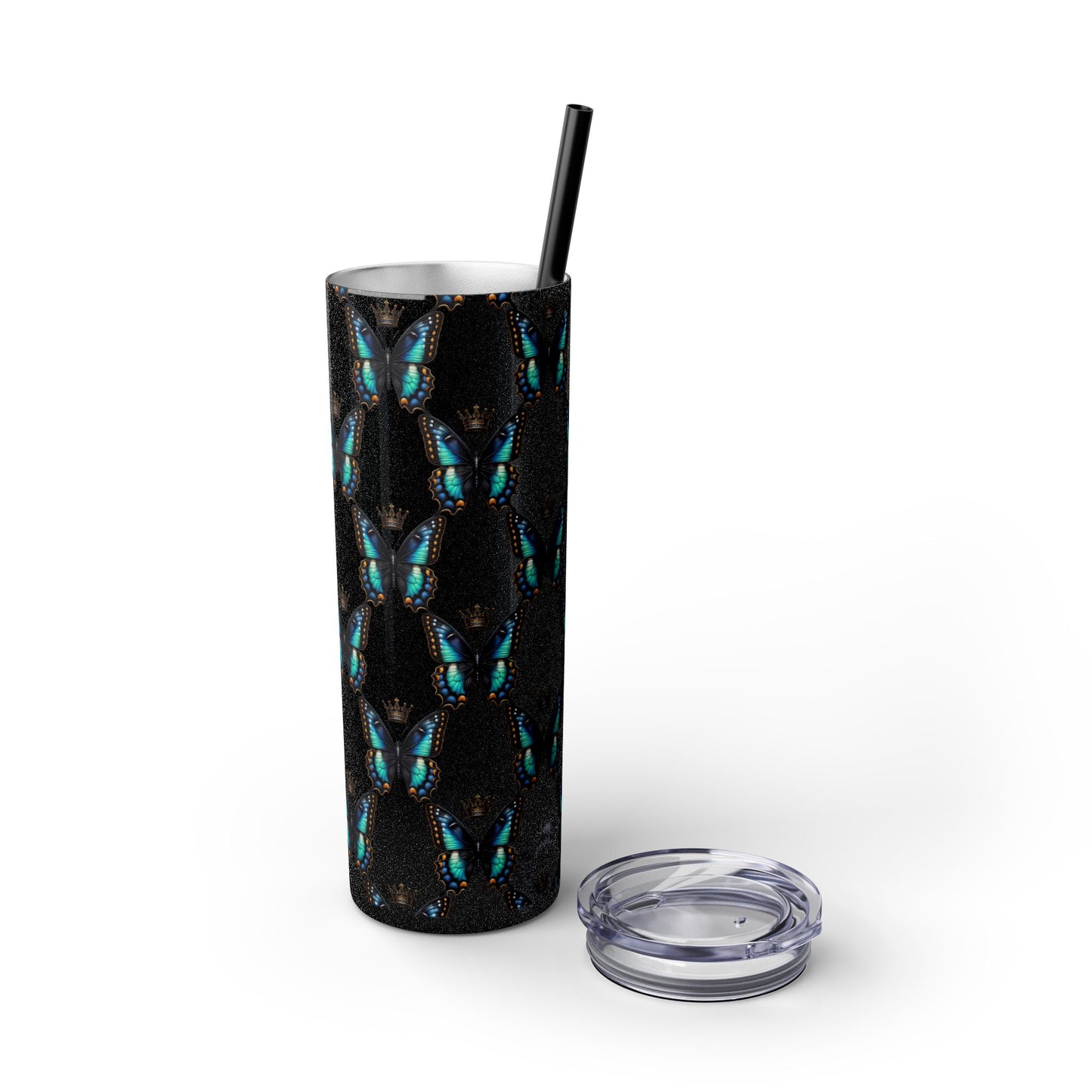 Royal Butterfly Sips Skinny Tumbler with Straw