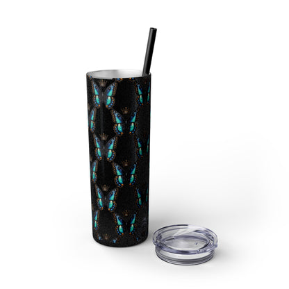 Royal Butterfly Sips Skinny Tumbler with Straw