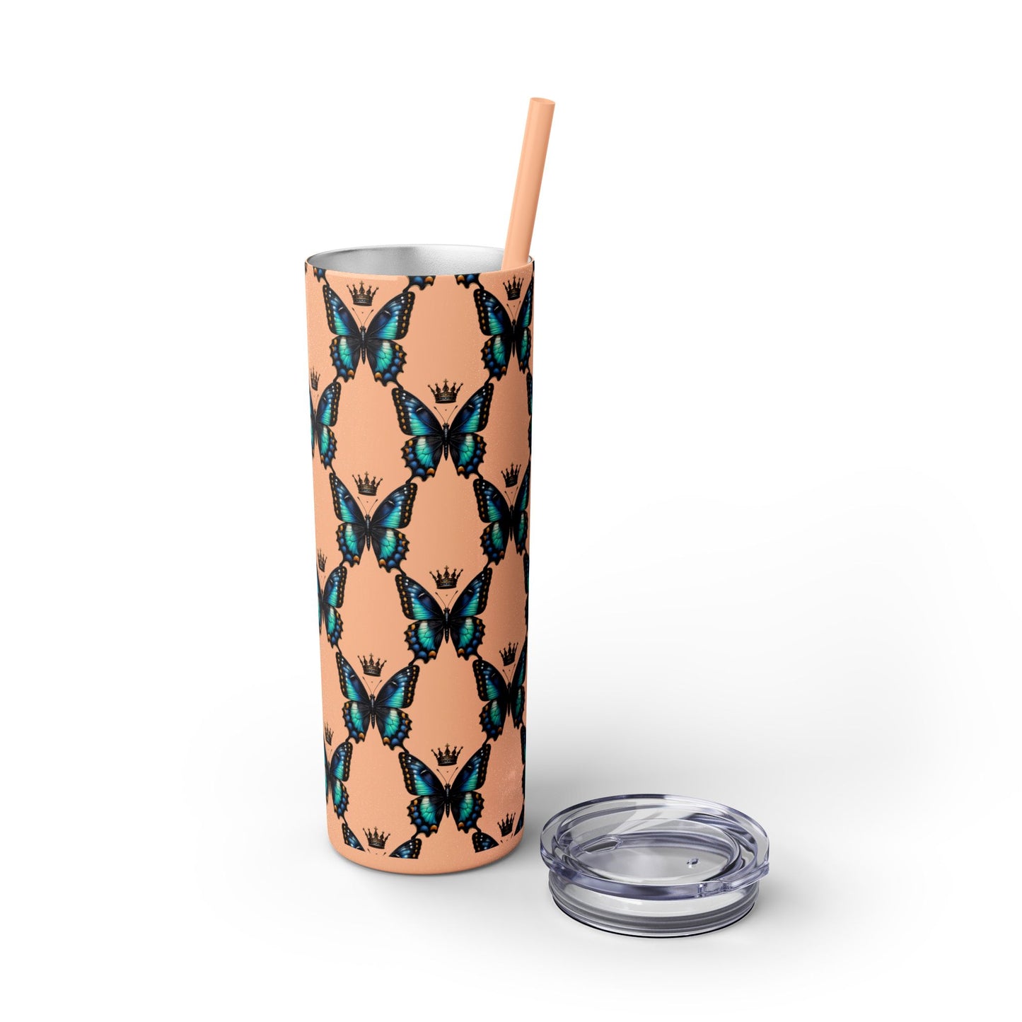 Royal Butterfly Sips Skinny Tumbler with Straw