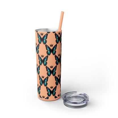 Royal Butterfly Sips Skinny Tumbler with Straw