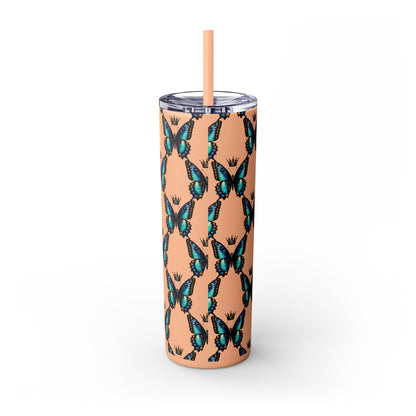 Royal Butterfly Sips Skinny Tumbler with Straw