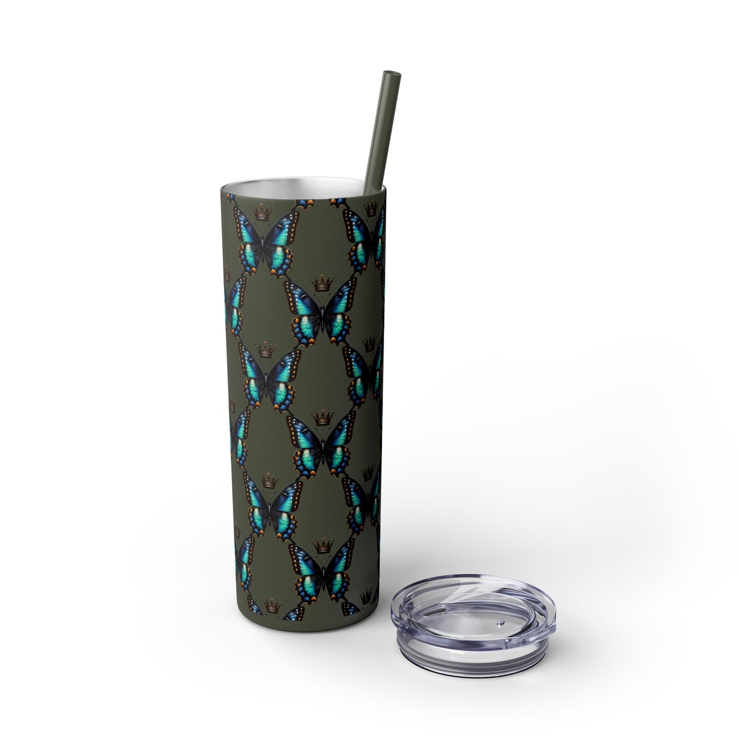 Royal Butterfly Sips Skinny Tumbler with Straw