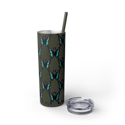 Royal Butterfly Sips Skinny Tumbler with Straw